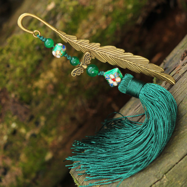 Hairpin Tassel Bookmark - Metal Chinese-Style Page Marker with Silk Tassel