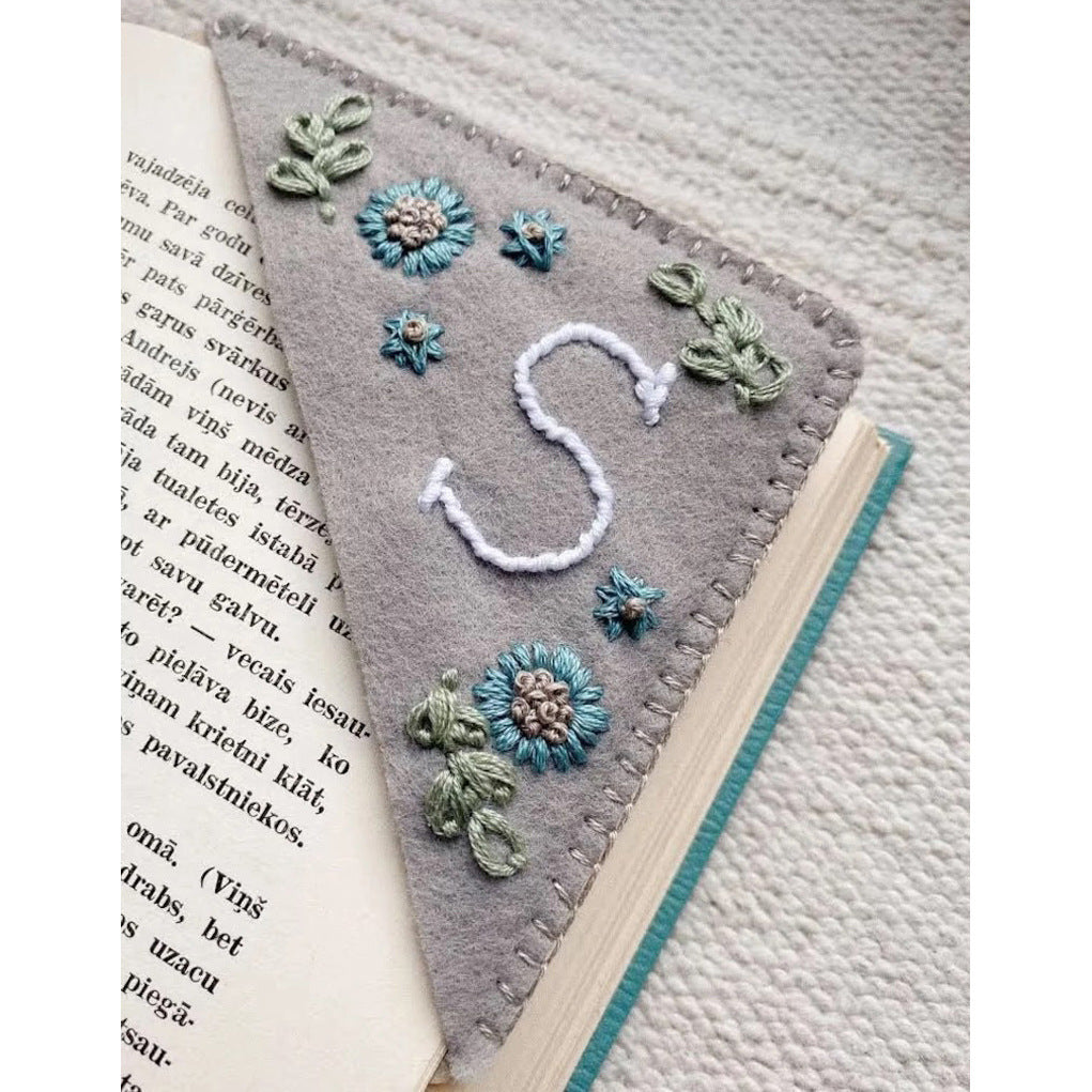 Embroidered Corner Bookmark - Personalized Four Seasons Felt Page Marker A-Z