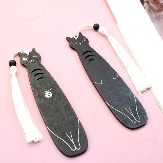 Cat Wooden Bookmark - Natural Wood Page Marker Gift for Book Lovers