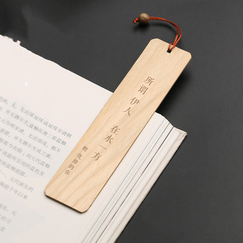 Mahogany Hibiscus Bookmark Set - Wooden Tassel Classical Chinese Gift