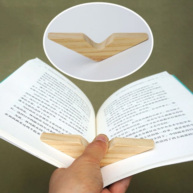 Thumb Bookmark - Wooden Book Holder Page Marker for One-Handed Reading