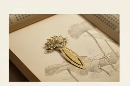 What does the lotus‑style Chinese bookmark symbolize?