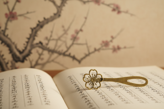 What does the resilient plum blossom bookmark in the harsh winter symbolize?