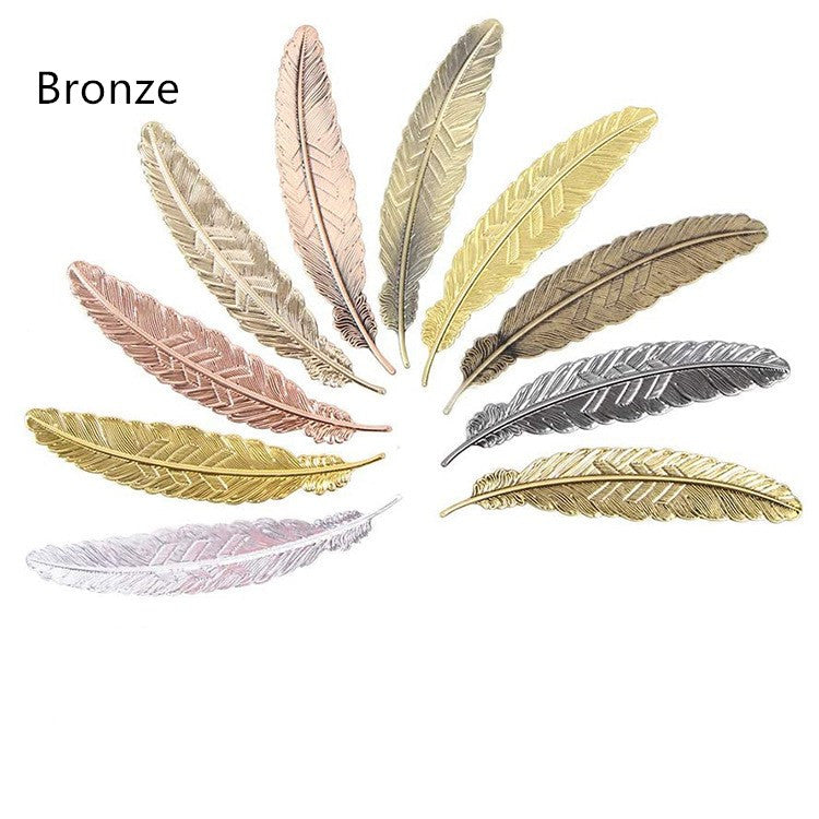 Metal Feather Bookmark - Zinc Alloy Page Marker with Tassel Hole