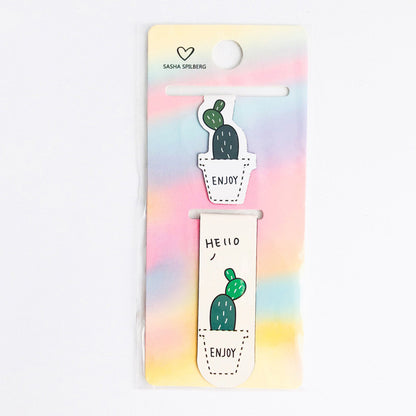 Cactus Magnetic Bookmark Set - Cute Succulent Page Markers (2-Piece)