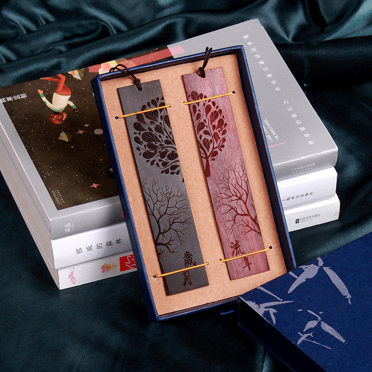 Chinese Retro Bookmark - Ebony Wood Page Marker with Traditional Design