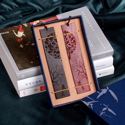 Chinese Retro Bookmark - Ebony Wood Page Marker with Traditional Design