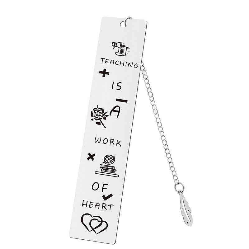 Inspirational Feather Bookmark - Stainless Steel with Motivational Quote