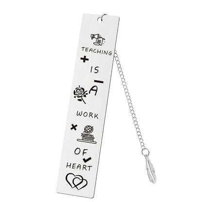 Inspirational Feather Bookmark - Stainless Steel with Motivational Quote