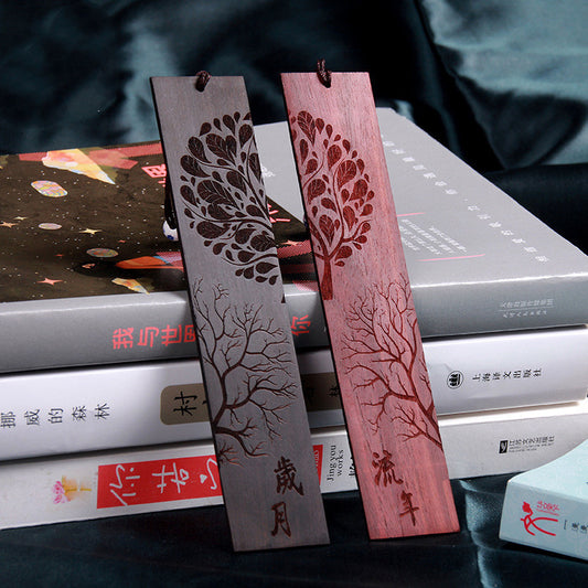 Chinese Retro Bookmark - Ebony Wood Page Marker with Traditional Design