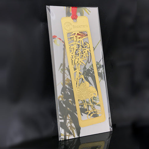 Metal Hollow Bookmark - 18K Gold Plated Four Gentlemen Chinese Art Design