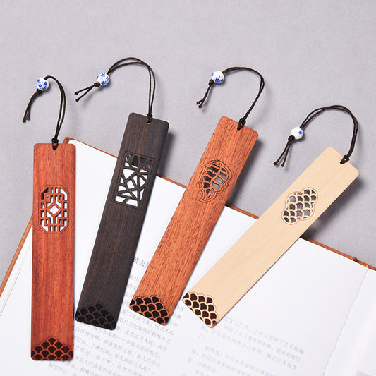 Window Lattice Bookmark - Wooden Laser-Etched Traditional Pattern for Book Lovers