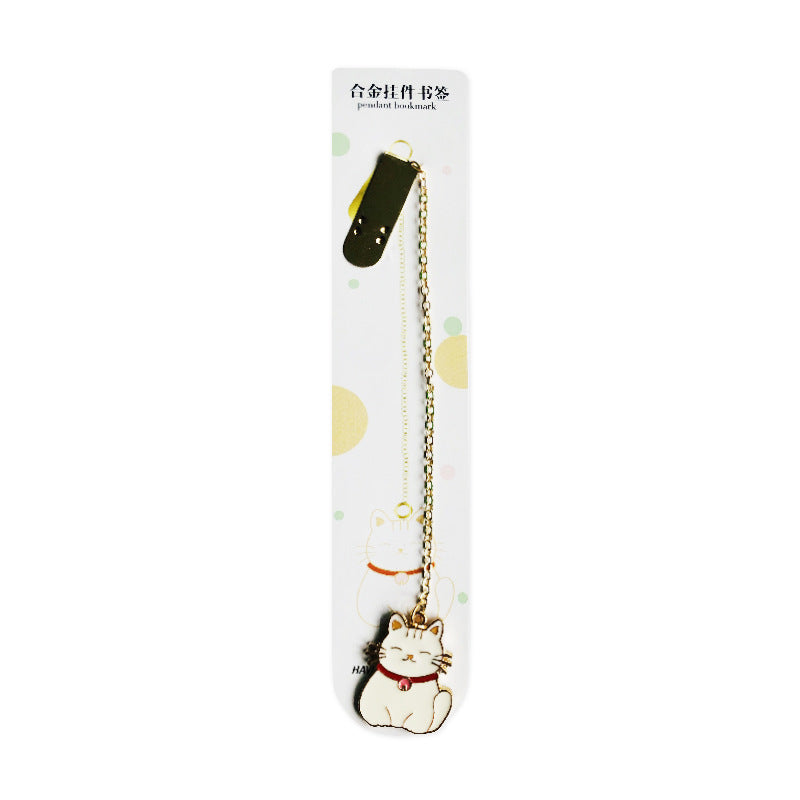 Metal Pendant Bookmark - Cute Chain Charm Page Marker for Students