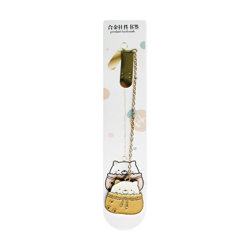 Metal Pendant Bookmark - Cute Chain Charm Page Marker for Students