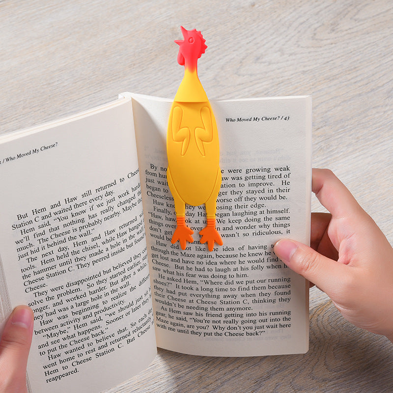 Screaming Chicken Bookmark - Novelty Silicone Page Marker for Fun Readers