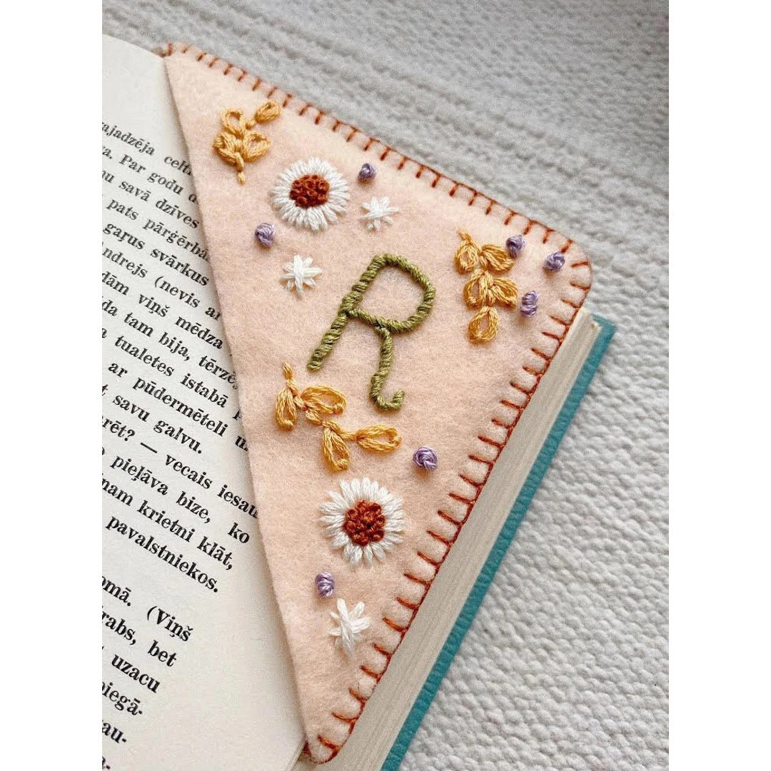 Embroidered Corner Bookmark - Personalized Four Seasons Felt Page Marker A-Z