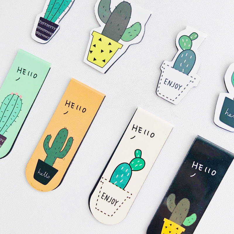 Cactus Magnetic Bookmark Set - Cute Succulent Page Markers (2-Piece)