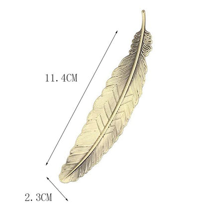 Metal Feather Bookmark - Zinc Alloy Page Marker with Tassel Hole