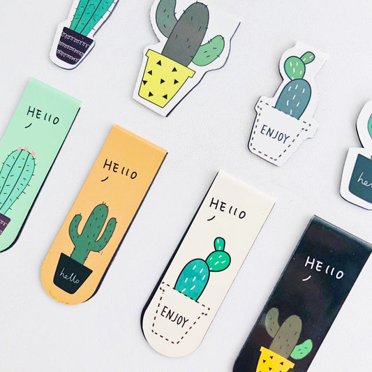 Cactus Magnetic Bookmark Set - Cute Succulent Page Markers (2-Piece)