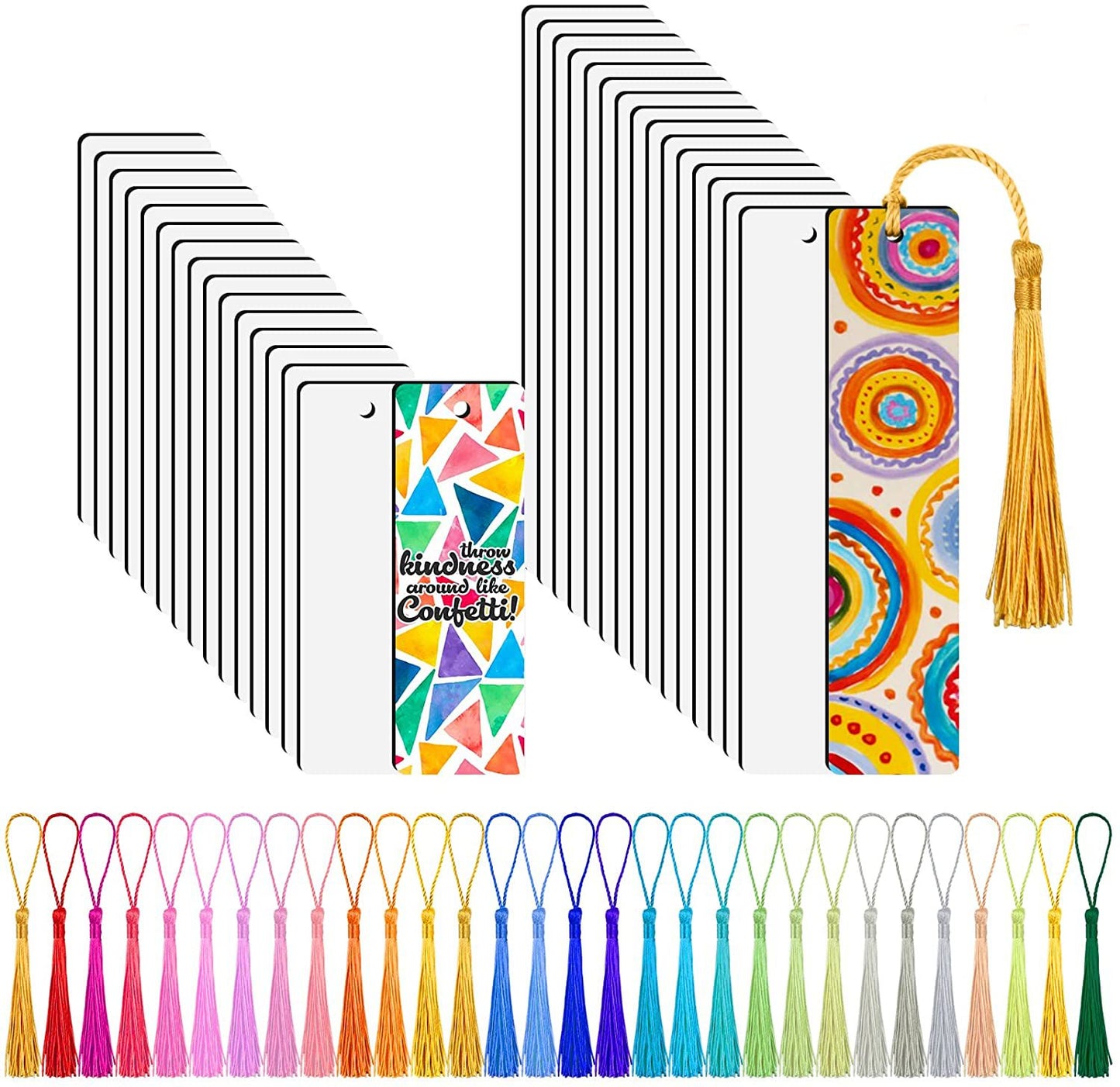 Blank Sublimation Bookmark Set - DIY MDF Tassel Markers (30-Piece)