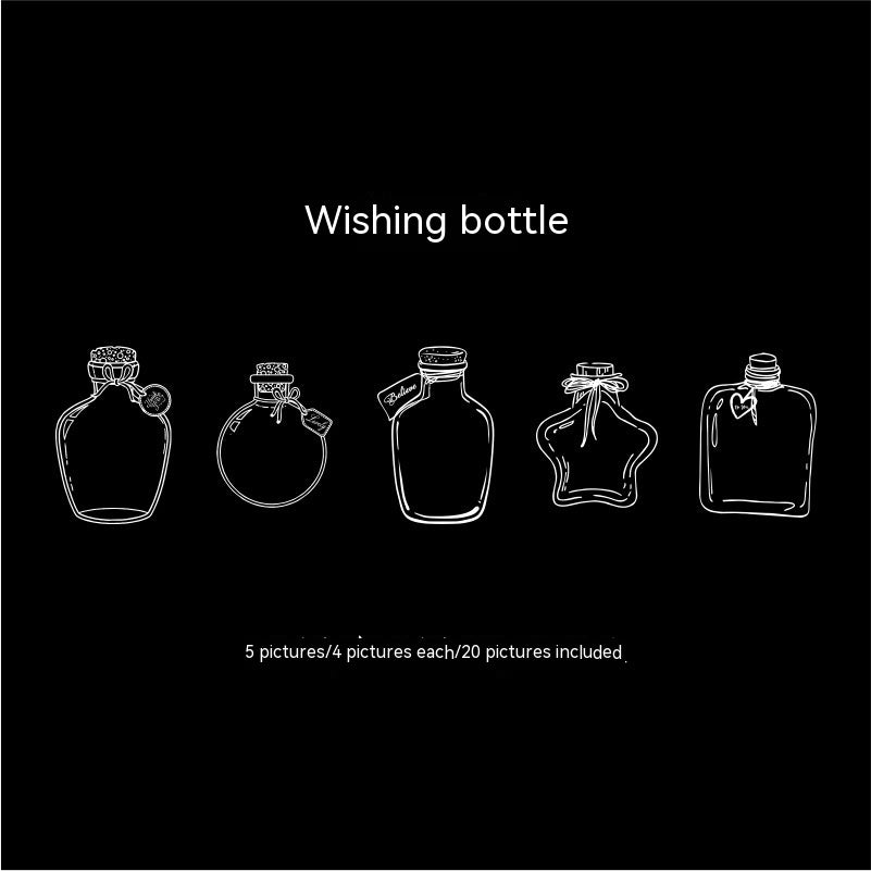 Glass Bottle Bookmark Stickers - Dried Flower PET Page Markers (20-Pack)