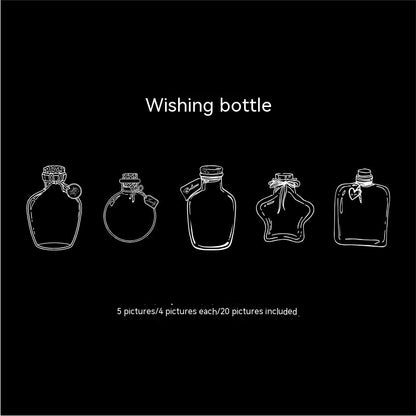 Glass Bottle Bookmark Stickers - Dried Flower PET Page Markers (20-Pack)
