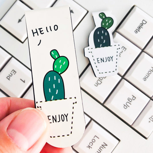 Cactus Magnetic Bookmark Set - Cute Succulent Page Markers (2-Piece)