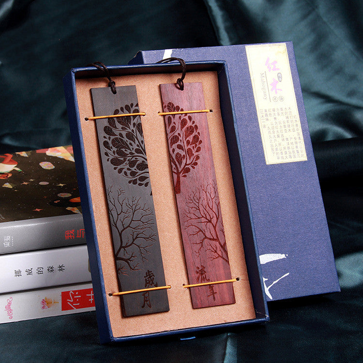 Chinese Retro Bookmark - Ebony Wood Page Marker with Traditional Design