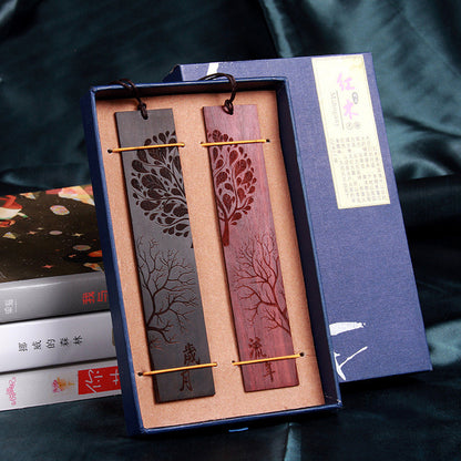 Chinese Retro Bookmark - Ebony Wood Page Marker with Traditional Design