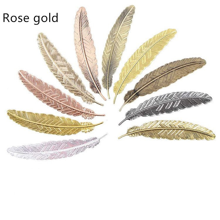 Metal Feather Bookmark - Zinc Alloy Page Marker with Tassel Hole