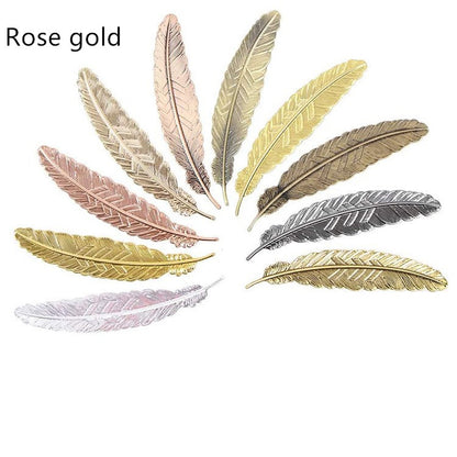 Metal Feather Bookmark - Zinc Alloy Page Marker with Tassel Hole