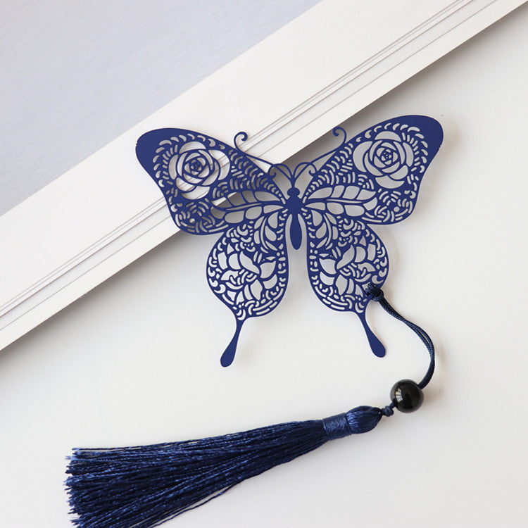 Chinese Rose Butterfly Metal Bookmark - Classical Cultural Gift Page Marker