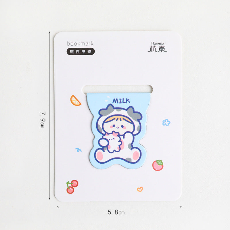 Cute Cartoon Magnetic Bookmark - Kawaii Animal Page Marker for Students
