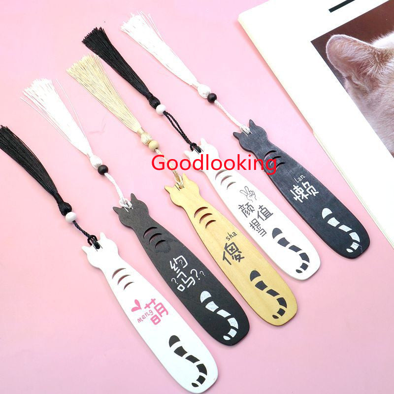 Cat Wooden Bookmark - Natural Wood Page Marker Gift for Book Lovers