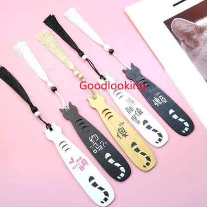 Cat Wooden Bookmark - Natural Wood Page Marker Gift for Book Lovers