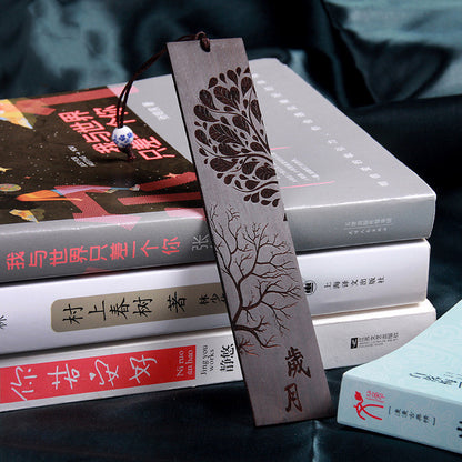 Chinese Retro Bookmark - Ebony Wood Page Marker with Traditional Design