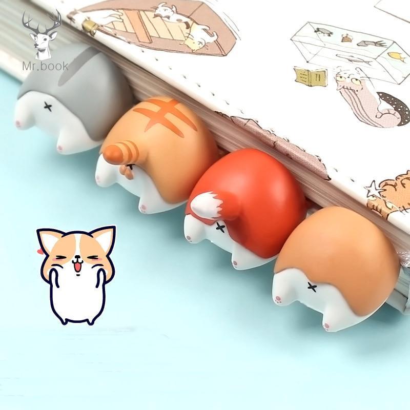Animal Butt Bookmark - Cute Corgi Cat Fox PVC Page Marker