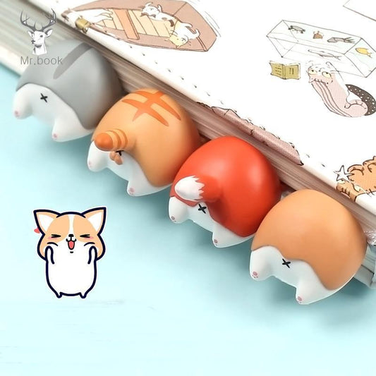 Animal Butt Bookmark - Cute Corgi Cat Fox PVC Page Marker