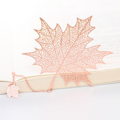 Leaf Bookmark - Hollow Brass Page Marker with Nature Design