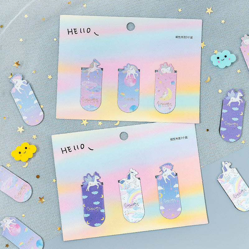 Kawaii Magnetic Bookmark Set - Cute Page Markers for Students (3-Piece)