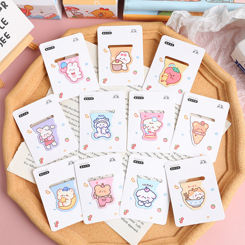 Cute Cartoon Magnetic Bookmark - Kawaii Animal Page Marker for Students