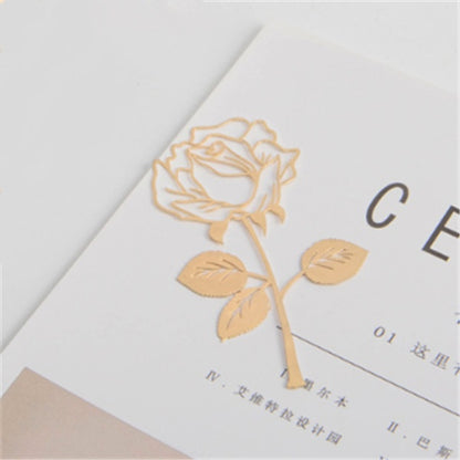 Metal Rose Bookmark - Gold Plated Flower Design Page Marker with Gift Card