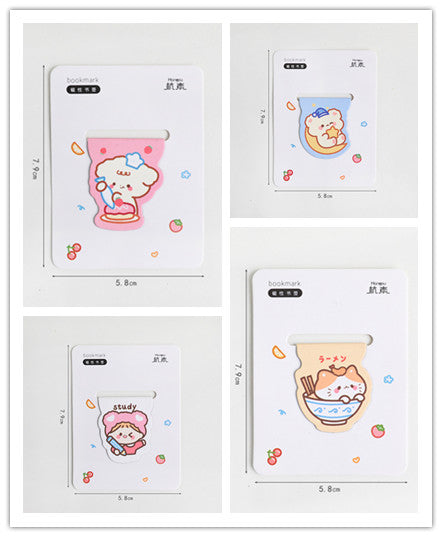 Cute Cartoon Magnetic Bookmark - Kawaii Animal Page Marker for Students