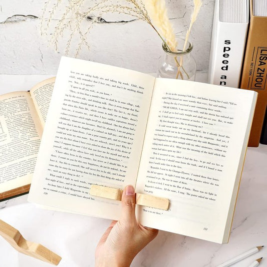 Thumb Bookmark - Wooden Book Holder Page Marker for One-Handed Reading
