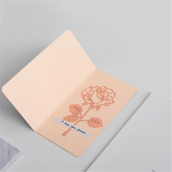 Metal Rose Bookmark - Gold Plated Flower Design Page Marker with Gift Card