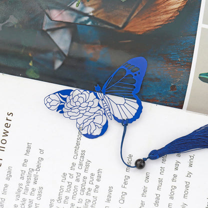Chinese Rose Butterfly Metal Bookmark - Classical Cultural Gift Page Marker