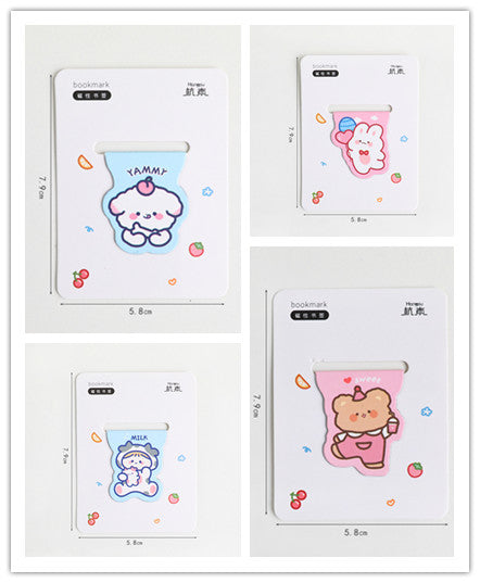Cute Cartoon Magnetic Bookmark - Kawaii Animal Page Marker for Students