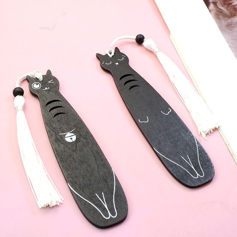 Cat Wooden Bookmark - Natural Wood Page Marker Gift for Book Lovers