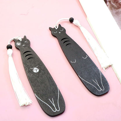 Cat Wooden Bookmark - Natural Wood Page Marker Gift for Book Lovers