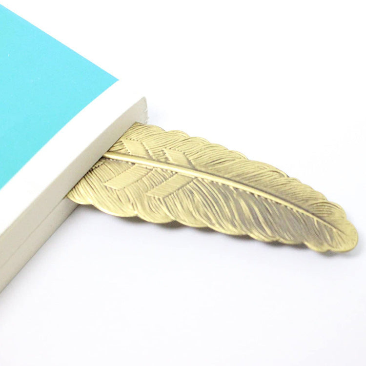 Metal Feather Bookmark - Zinc Alloy Page Marker with Tassel Hole